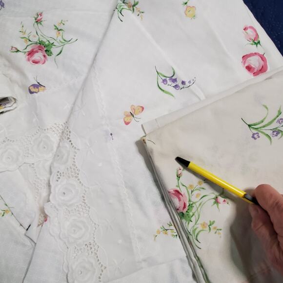 Vintage Martex Atelier Percale Sheets Twin 2 Flat 1 Bed Cover Floral No Iron - Picture 4 of 14